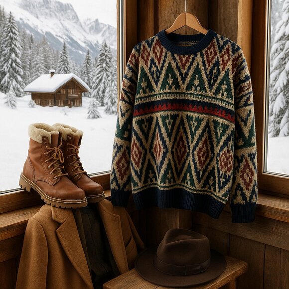 🧥 Vintage Stoneriver Outfitters Geometric Knit Sweater (Made in Korea) - Picture 13 of 14